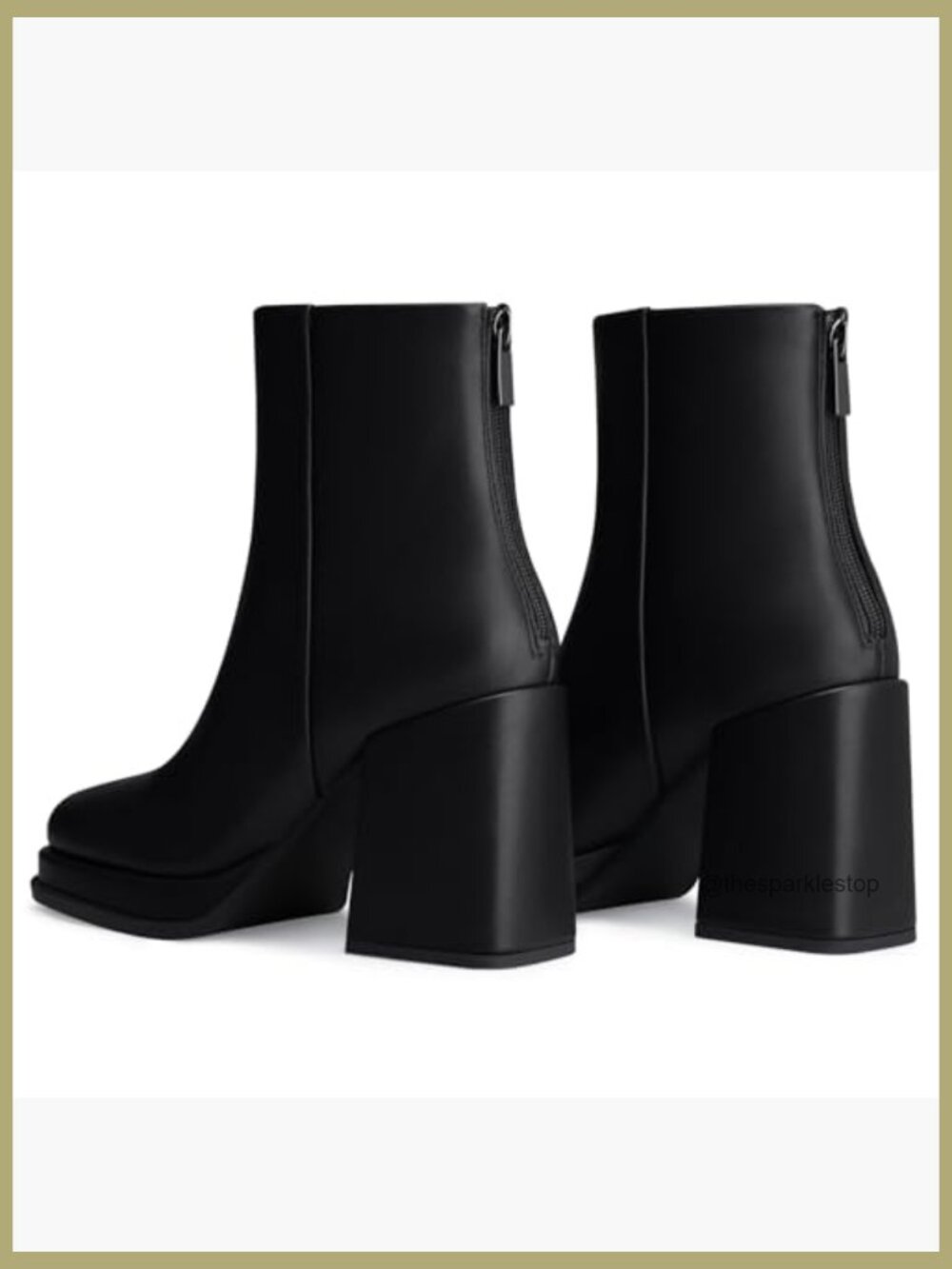 Women Chunky Block Heel Ankle Boots Platform PU Leather Square Toe Fall Winter - Picture 5 of 7